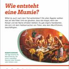 Text oben: "Wie entsteht eine Mumie?" Darunter eine Illustration von Ägyptern bei der Mumifizierung. Datum unten: "20 21 März".