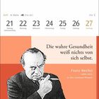 Juni 21–27, Zitat: "Die wahre Gesundheit weiß nichts von sich selbst." Franz Werfel. Illustration eines Mannes mit Zigarre.