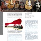 ILLINOIS. Text beschreibt Gitarren, Marken und Händler in Chicago. Sieben Gitarren stehen in einer Reihe, eine in offenem Koffer.