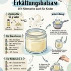 Erkältungsbalsam DIY für Kinder. Zutaten, Zubereitung und Anleitung für Erwachsene und Kinder ab 3 Jahren beschrieben.