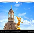 Kalenderseite "November", zeigt die Fama-Figur vor der Kuppel der Frauenkirche, sonniger Himmel mit weißen Wolken.