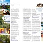 "40 MAGISCHE ORTE" steht groß auf der linken Seite. Bilder zeigen Menschen in der Natur und bei Freizeitaktivitäten.