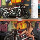 Kalender mit November, unten ein Motorrad, daneben eine Frau, bunter Graffiti-Hintergrund, Logos und Illustrationen.