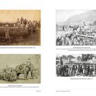 General Charlemagne Dormer inspiziert ein Riesengeschütz. Elefanten ziehen ein Geschütz. Küstenbatterie von Shimonoseki.