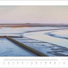 NOVEMBER 2027 Kalender mit Meerlandschaft von Sylt, gestaltet von Hans Jessel. Gezeiten verringern das Wasser.