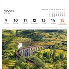 Kalenderblatt für August 2027, KW 32. Bild zeigt das Glenfinnan-Viadukt inmitten grüner Landschaft mit einem Zug.
