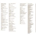 Alphabetisch geordnetes Register mit Kategorien: Amuse-Bouches, Starter, Sea–Fish & Seafood, Intermediate Dishes, Land–Meat, Desserts, Basic Recipes.