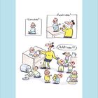 "Einsam?" zeigt ein Baby allein, "Zweisam!" eine Person bei einem Baby, "Achtsam??" zeigt Chaos mit mehreren Kindern.