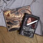 "Steelborn" von Taylor J. LaRue. Buch mit einem Gemälde: Schiff gegen riesige Tentakel, stürmisches Meer.