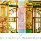 Text: "Art Nouveau", "CASARES EDITION", Zahlen von 1 bis 31. 

Eine kunstvolle, bunte Jugendstil-Innenarchitektur.