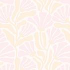 Zartes, florales Muster mit simplen Blüten und Blättern in hellen Beige- und Rosatönen.