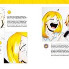 „WEITER GEHT'S“, „4“, „5“, „6“. Anleitung zum Ausmalen eines Manga. Zwei fröhliche Charaktere mit Mikrofonen.