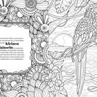 Text über Bali und die Kleinen Sundainseln, umgeben von Blumen und einem Papagei, der auf einem Ast sitzt.