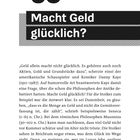 09 Macht Geld glücklich? Zitat von Danny Kaye über Geld. Diskussion der Stoiker, ob Geld glücklich macht. Seite 113.