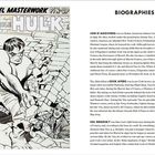 "A Marvel Masterwork Pin-Up: The Incredible Hulk" links. Rechts Biografien von Jon D'Agostino, Dick Ayers und Sol Brodsky.