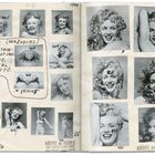 Seite mit 1949, "Gemini", "Quick thinker, stimulating, genial", und vielen Schwarz-Weiß-Fotos einer lächelnden Frau.