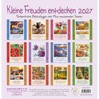 "Kleine Freuden entdecken 2027", farbenfrohe Bildcollagen aus Fotokalender-Seiten mit inspirierenden Zitaten.