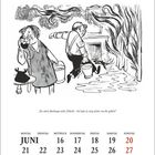 „Du störst überhaupt nicht, Elsbeth – ich habe ja ewig nichts von dir gehört!“  
Kalender für Juni, Zeichnung eines Paars mit Eimern, Feuer.