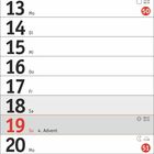 Kalenderseite: 5. 2. Advent, Nikolaus am 6., 12. 3. Advent, 19. 4. Advent, 25. Weihnachten, 26. Weihnachten, 31. Silvester. Dezember.