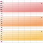 Kalender für Dezember 2027, zeigt Wochen, Feiertage und Adventssonntage. Farbverlauf von Lila zu Grün.