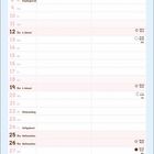 Kalender für Dezember mit Feiertagen und Adventssonntagen. Unten Illustration: Pusheen-Katze im Schlitten, Text "Meowy Christmas".