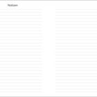 "Notizen" steht oben auf einer leeren Doppelseite mit Linien zum Schreiben.
