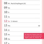 Kalenderblatt Dezember, zeigt Adventssonntage. Infotexte über Christstollen und seine Geschichte. Bild: Christstollen mit Früchten.