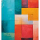 Text: "DEZEMBER" mit einem Kalender darunter. 
Abstrakte Illustration in warmen und kühlen Farben.