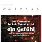 Kalender für November/Dezember 2027. Spruch: "Der Dezember ist kein Monat, er ist ein Gefühl..." Hintergrund: Weihnachtsbaum.