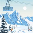 ALPE D'HUEZ oben, darunter Seilbahn, Ski- und Schneelandschaft mit Menschen, Beschriftung FRANCE ISÈRE 1860M.