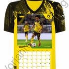 Kalenderblatt für Dezember 2026 in einem schwarz-gelben Fußballtrikot. Bild eines Spielers in Aktion, Logo von BVB 09 sichtbar.