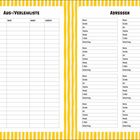 Links: "Aus-/Verleihliste" mit Spalten "Was?", "Wem?", "Wann?", "Zurück?". Rechts: "Adressen" mit Details wie "Name", "Straße".
