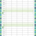 Kalender für Dezember mit Feiertagen. Illustration: Weihnachtsmann, Geschenk, Kuchen. Bunte Punkte als Rand.