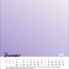 Dezemberkalender mit lila Hintergrund, Herzsymbol, Feiertage wie Nikolaus und Weihnachten markiert.