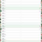 Kalender für Dezember mit Platz für Notizen, dekoriert mit weihnachtlichen Pflanzenmotiven am Rand.