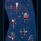 Kalenderblatt: "12 2021", Tage 1-31 aufgeführt. Illustration mit abstrakten Formen und Linien auf dunkelblauem Hintergrund.