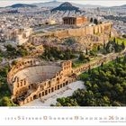 12, 2023, 5, 19, 26; antikes Theater und Tempel auf Akropolis, viele Bäume, im Hintergrund Stadtlandschaft.