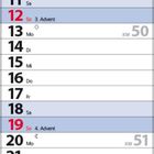 Kalender für Dezember 2027 mit Feiertagen wie Nikolaus, Weihnachten und Silvester. Adventssonntage rot markiert.