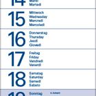 Kalender für Dezember 2027 mit Wochentagen und Adventssonntagen markiert. Weihnachten, Silvester hervorgehoben; mehrsprachig.