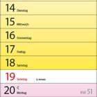 Kalender für Dezember 2027 mit Wochentagen, Adventssonntagen und Feiertagen farblich hervorgehoben. Notizen-Sektion unten.