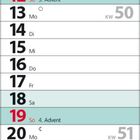 Kalender im Hochformat mit Feiertagen im Dezember 2027: 5. (2. Advent), 25. (1. Weihnachtstag), 26. (2. Weihnachtstag).