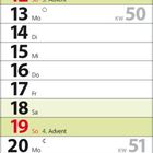 Kalender für Dezember 2027. Wochenenden sind farblich markiert. Enthält Feiertage wie Weihnachten und Adventssonntage.