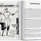 Links: „A Marvel Masterwork Pin-Up“, „No wonder they call her... Marvel Girl“. Rechts: „Biographies“. Comic-Zeichnung einer Frau in Kostüm.