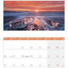 Kalender mit Dezember 2027. Bilder zeigen Walflosse im Sonnenuntergang und Eisbrocken am Strand.