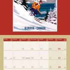 Ski Lake Louise, Alberta - Canada. Illustration: Skifahrer im Schnee, Berge, Seilbahn; Kalender für Dezember 2027.