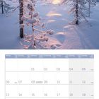 Dezember 2027 Kalender; Wochenbeginn Montag. Oben verschneite Bäume im Sonnenuntergang. Feiertage: 25., 26. Weihnachten.