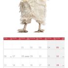 Ein Kalender mit einem prächtigen weißen Hahn oben. Unten die Monate Dezember 2027. Feiertage sind markiert.