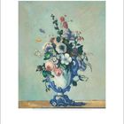 "Dezember" und Kalenderdaten unten. Ein Gemälde mit einem Blumenstrauß in einer dekorativen Vase.