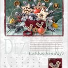 Dezember, Lebkuchenduft. 
Sterne, Zapfen, getrocknete Orangen in rotem Behälter. Weihnachten 1. Advent.