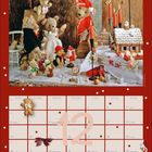 Text: Montag, Dienstag, Mittwoch, Donnerstag, Freitag, Samstag, Sonntag, 12.
Illustration: Weihnachtsbären-Szene mit Lebkuchenhaus.